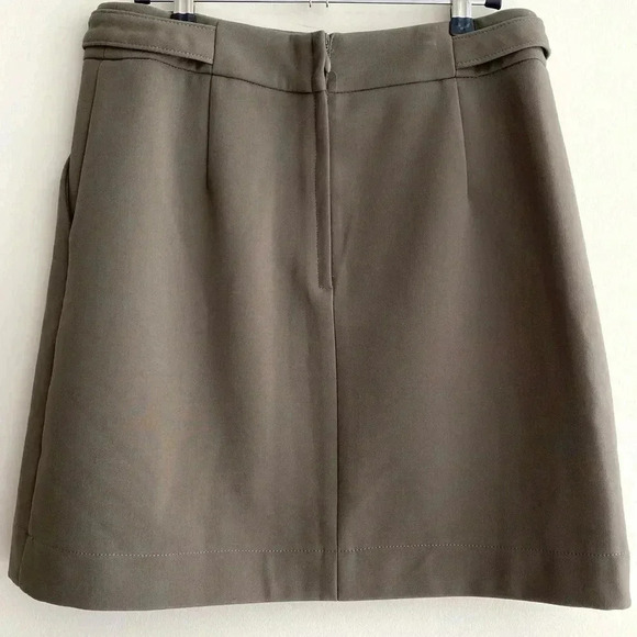 H&M Olive Green A-Line Skirt with Gold Buttons, Skirt for Work, Size 10 - Picture 12 of 16